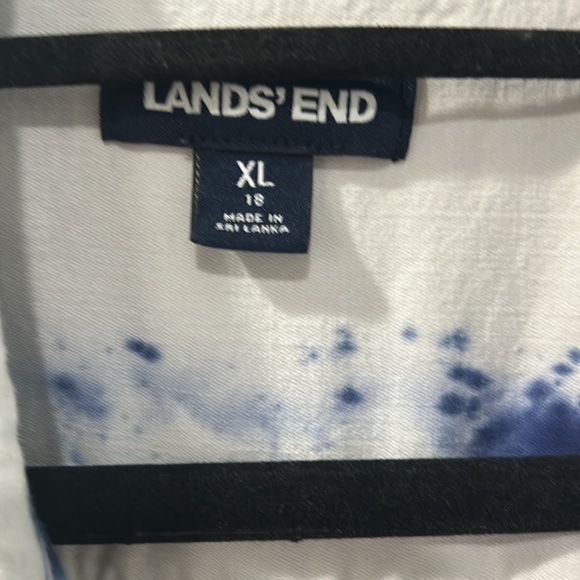 Lands End Blue and White Striped Button-Up Shirt Size 18 - Picture 3 of 5